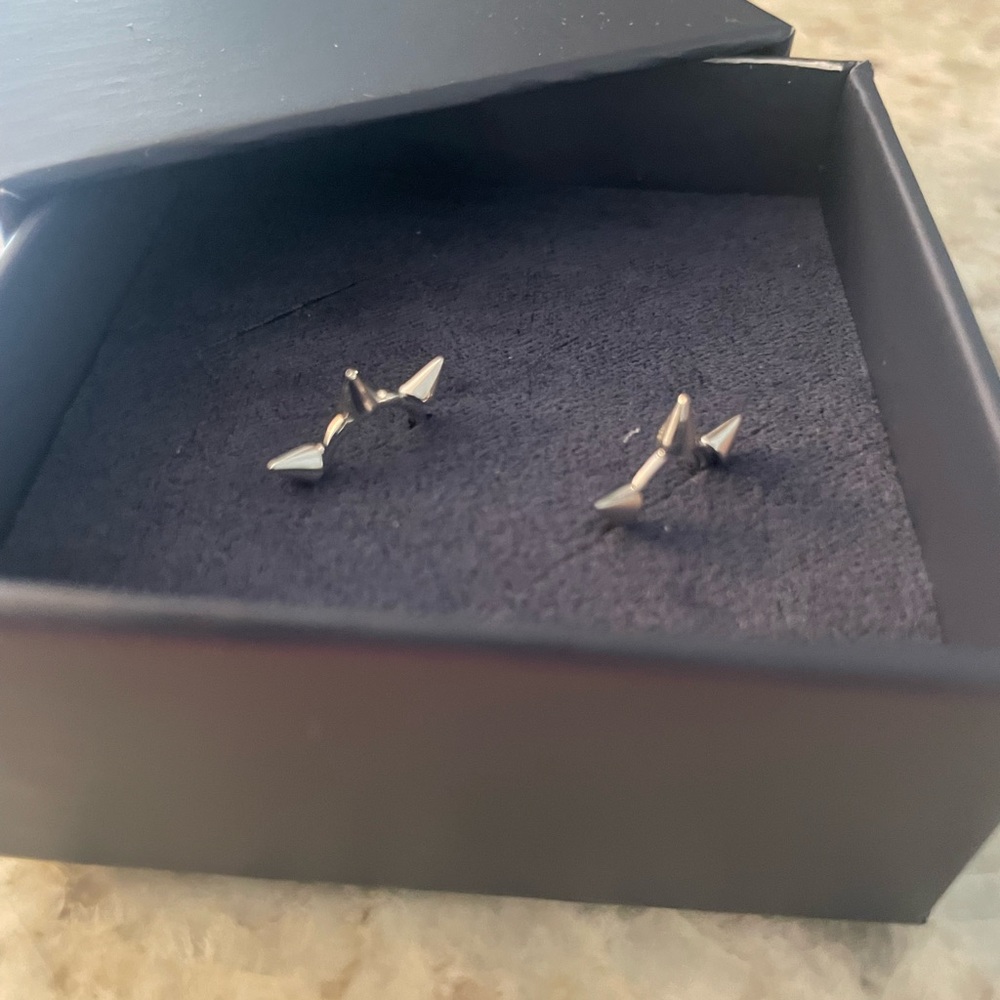 COPY - Maria Tash Triple Short Spike Hoop Earring Set White Gold